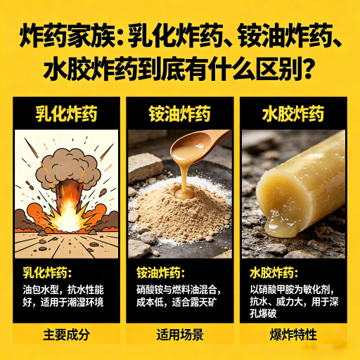 同心炸药家族：乳化炸药、铵油炸药、水胶炸药到底有什么区别？